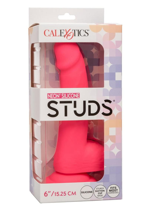 Silicone Studs Neon Dildo 6in - Pink
