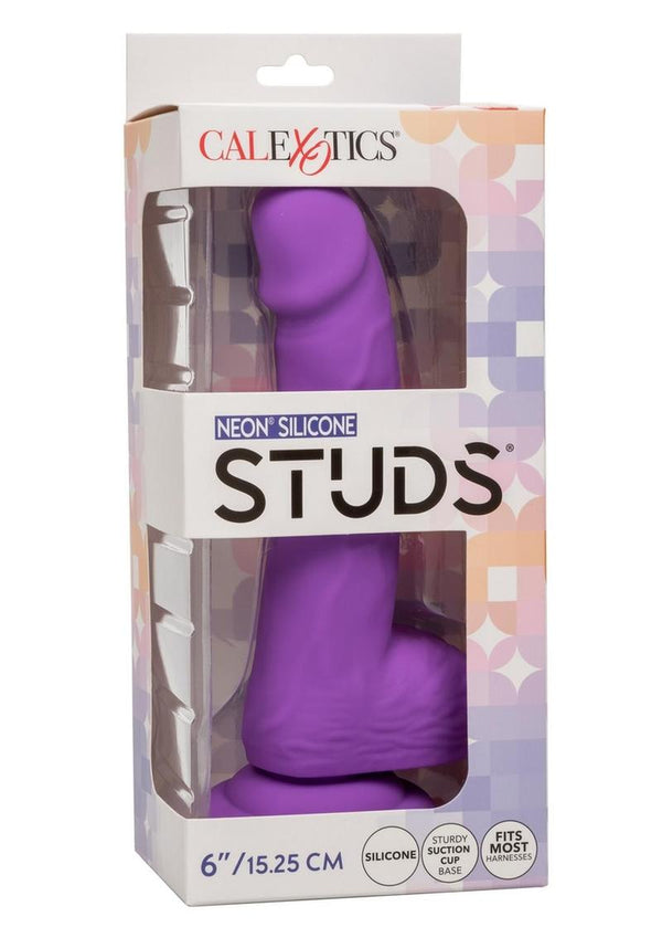 Silicone Studs Neon Dildo 6in - Purple