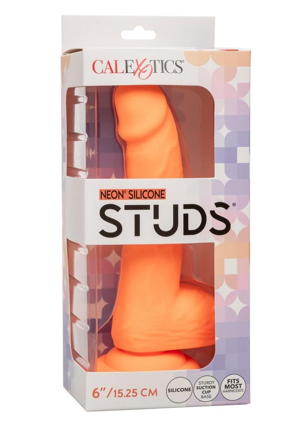 Silicone Studs Neon Dildo 6in - Orange