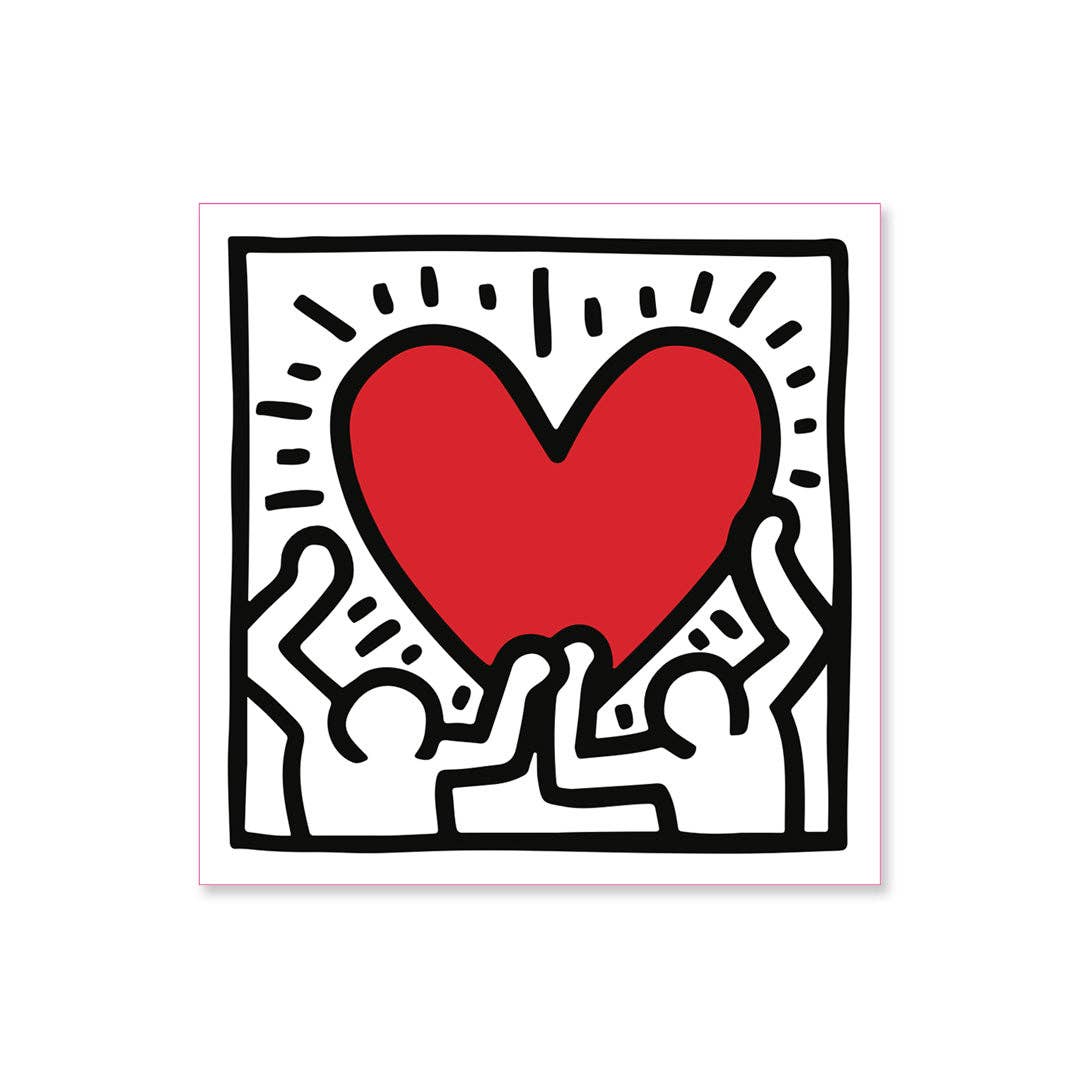 Keith Haring Holding Heart Magnet Square