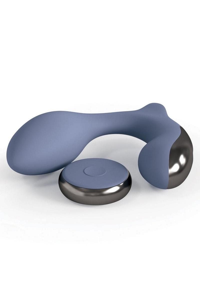 JimmyJane Neptune 2 Rechargeable Silicone Dual Vibrating P-Spot Massager with Remote Control - Blue
