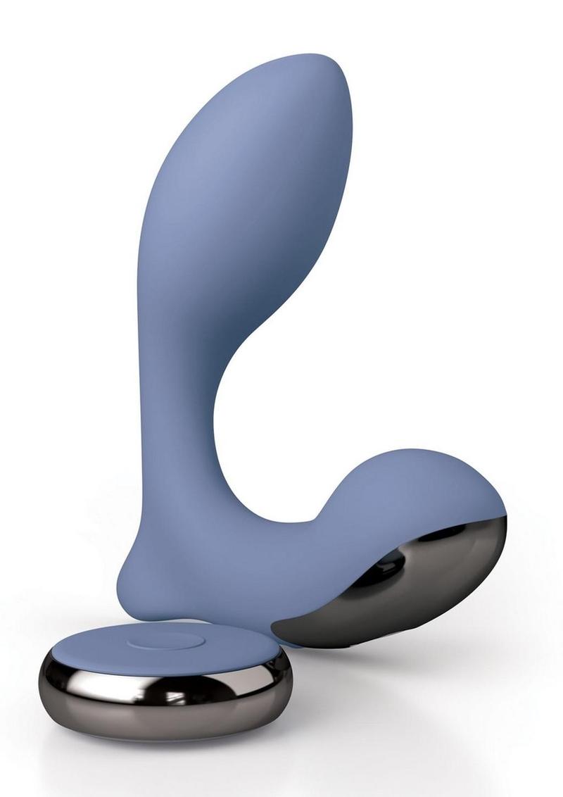 JimmyJane Neptune 2 Rechargeable Silicone Dual Vibrating P-Spot Massager with Remote Control - Blue