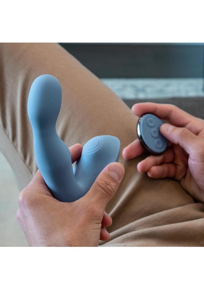 JimmyJane Pulsus P-Spot Rechargeable Silicone Dual Stimulator with Remote Control - Blue