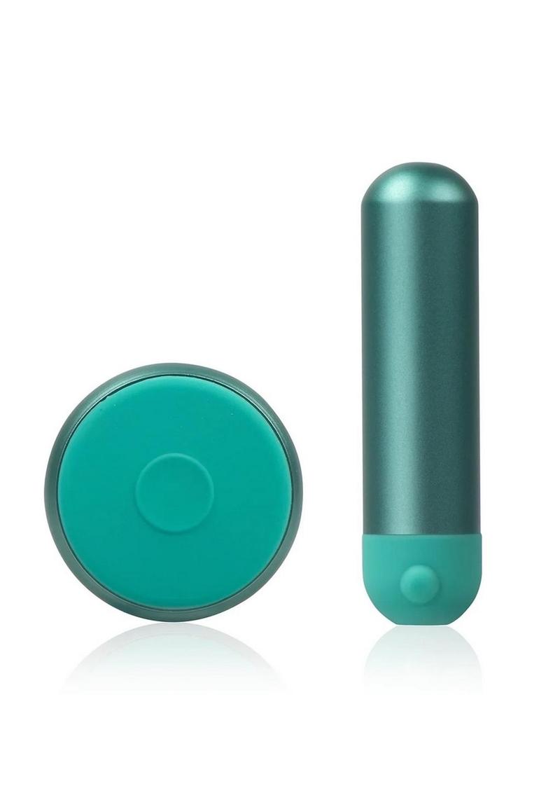 JimmyJane Mini Chroma Metal Rechargeable Bullet with Remote Control - Teal