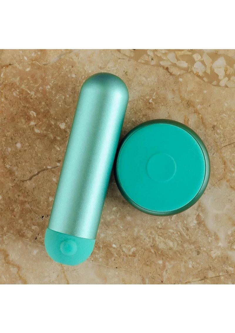 JimmyJane Mini Chroma Metal Rechargeable Bullet with Remote Control - Teal