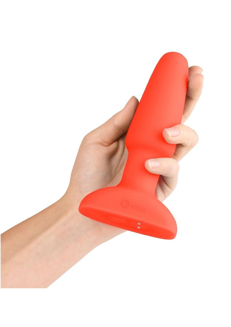 B-Vibe Rimming Plug 2 Rechargeable Silicone Anal Plug with Remote Control - Orange