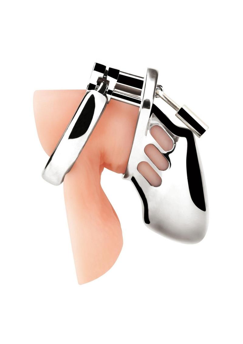 Blue Line Cock Humiliation Chastity Cage - Small 2.75in - Stainless Steel