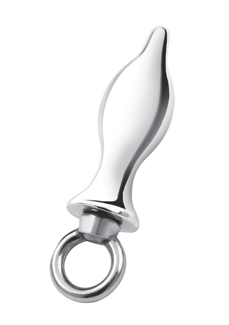 Blue Line Metal Tapered Butt Plug with Loop Hardware 2.5in - Stainless Steel