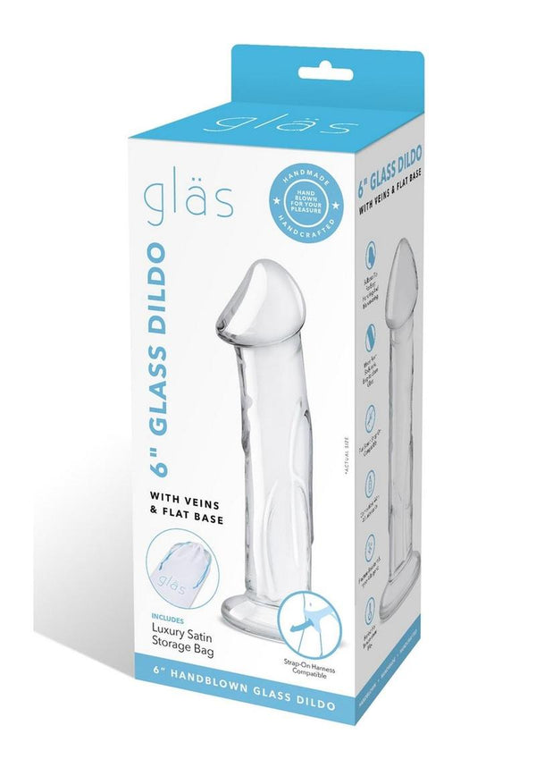 Gläs 6" Glass Dildo with Veins and Flat Base