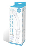 Gläs 12" Girthy Ribbed P-Spot Glass Dildo with Handle Grip Double End