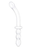 Gläs 12" Girthy Ribbed P-Spot Glass Dildo with Handle Grip Double End