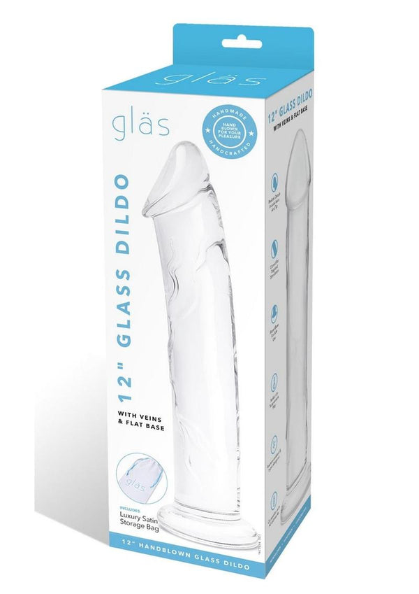 Gläs 12" Glass Dildo with Veins and Flat Base