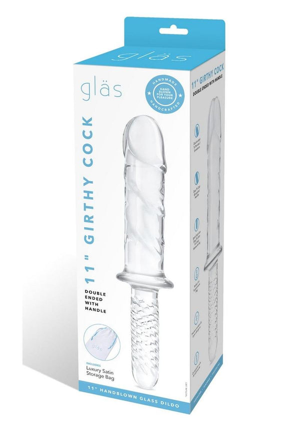 Gläs 11" Girthy Glass Cock Double Ended with Handle