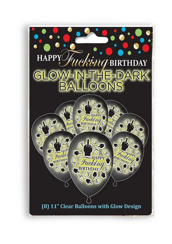Happy F'ing Birthday Glow in The Dark Balloons (8 per Pack)