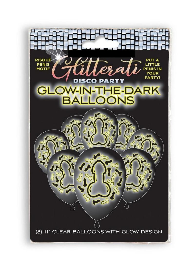 Glitterati Penis Glow in The Dark Balloons (8 per Pack)
