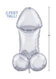 Glitterati Disco Penis 3Ft. Mylar Balloon - Silver/Black