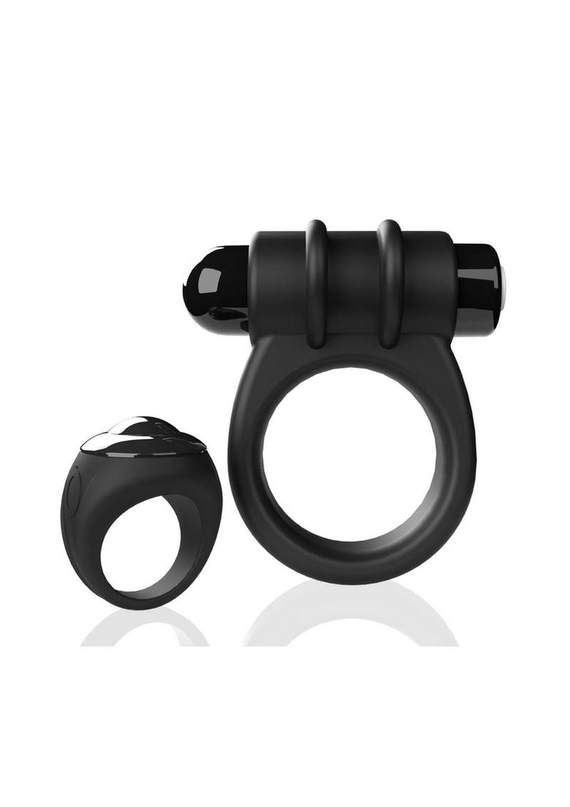 Screaming O Switch Silicone Rechargeable Vibrating Ring with Remote Control - Black
