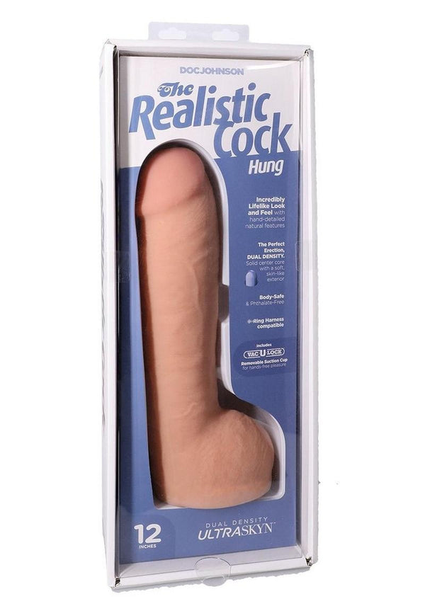The Realistic Cock with Balls Ultraskyn Hung with Removable Vac-U-Lock Suction Cup 12in - Vanilla