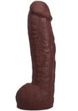 The Realistic Cock with Balls Ultraskyn Hung with Removable Vac-U-Lock Suction Cup 12in - Chocolate