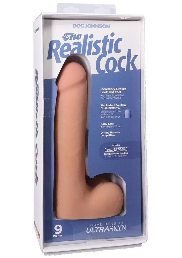 The Realistic Cock with Balls Ultraskyn Removable Vac-U-Lock Suction Cup 9in - Vanilla