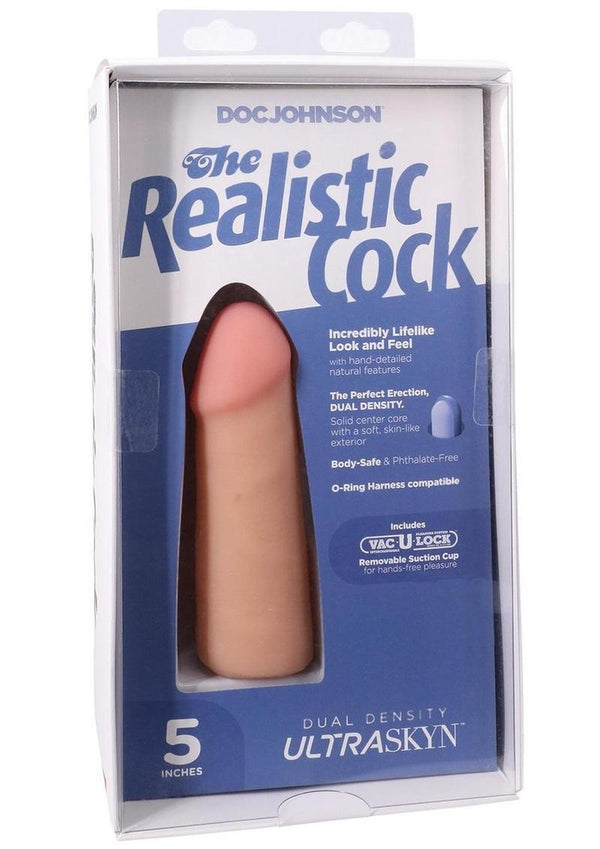 The Realistic Cock Ultraskyn Removable Vac-U-Lock Suction Cup 5in - Vanilla