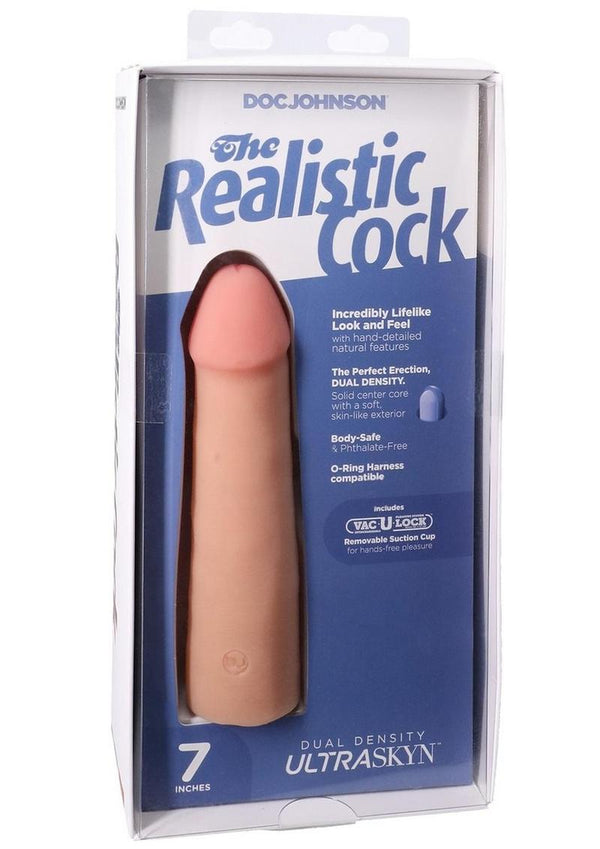 The Realistic Cock Ultraskyn Removable Vac-U-Lock Suction Cup 7in - Vanilla
