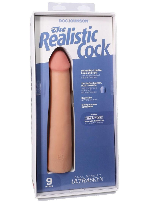 The Realistic Cock Ultraskyn Removable Vac-U-Lock Suction Cup 9in - Vanilla