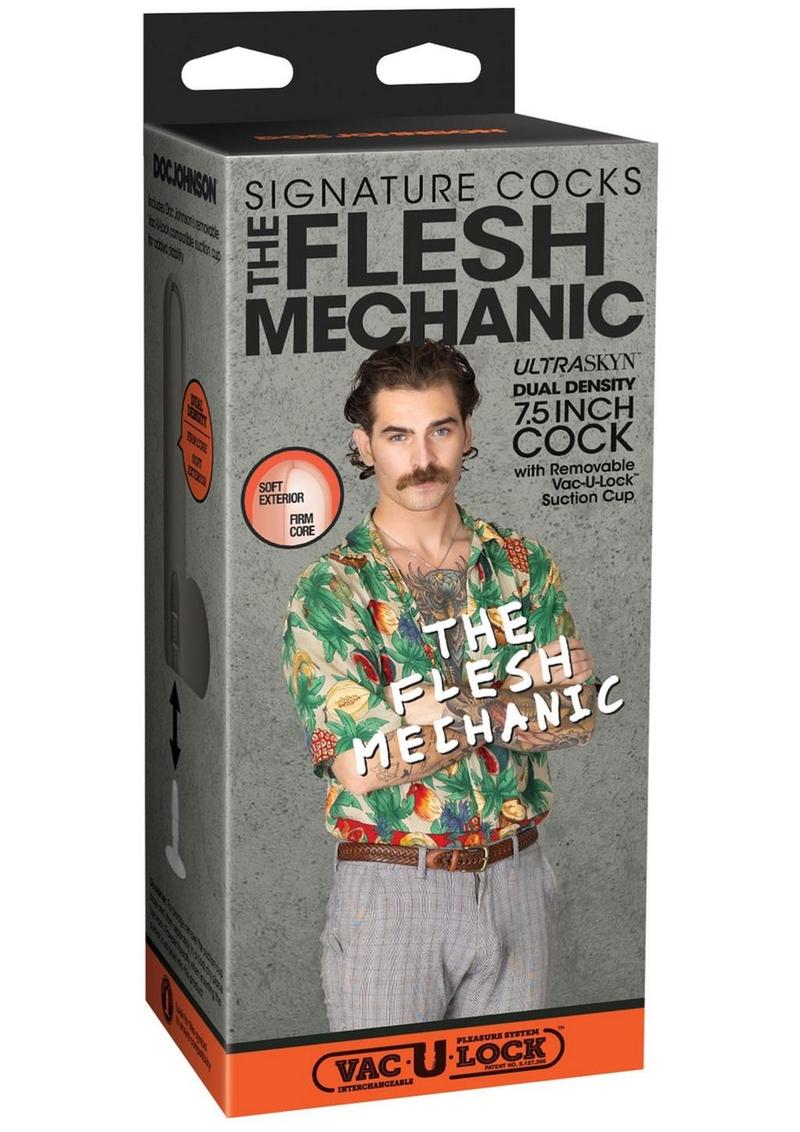 Doc Johnson Signature Cocks Ultraskyn The Flesh Mechanic Dildo with Removable Suction Cup 8.5in - Vanilla