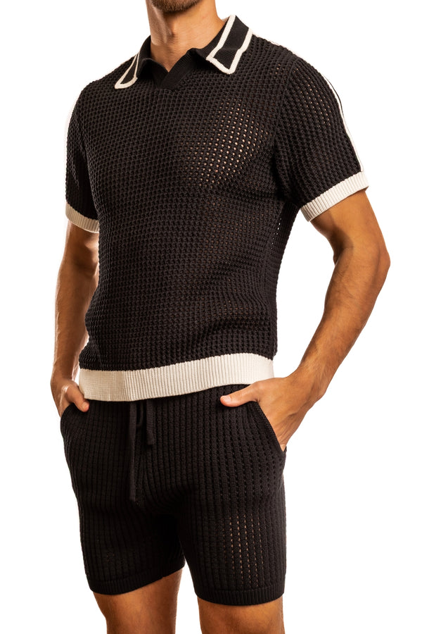 Matteo Crochet Knit Pull Over Shirt by Jack Adams - Two Colors