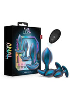 Anal Adventures Matrix Cosmos Plug Kit Silicone Anal Plug Set with Remote Control - Lunar Blue