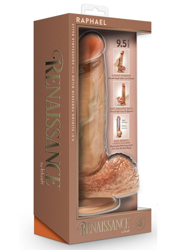 Renaissance Raphael Silicone Sliding Foreskin Dildo 9.5in - Caramel