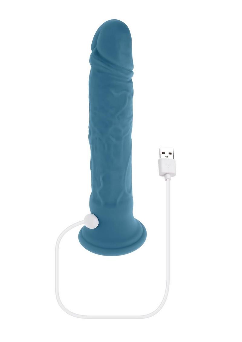 Tsunami Rechargeable Silicone Realistic Vibrator with Remote Control - Blue