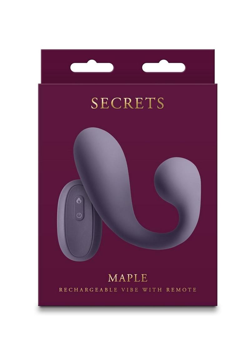 Secrets Maple Rechargeable Silicone G-Spot Warming Vibrator with Clitoral Stimulation and Remote Control - Purple