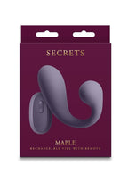 Secrets Maple Rechargeable Silicone G-Spot Warming Vibrator with Clitoral Stimulation and Remote Control - Purple