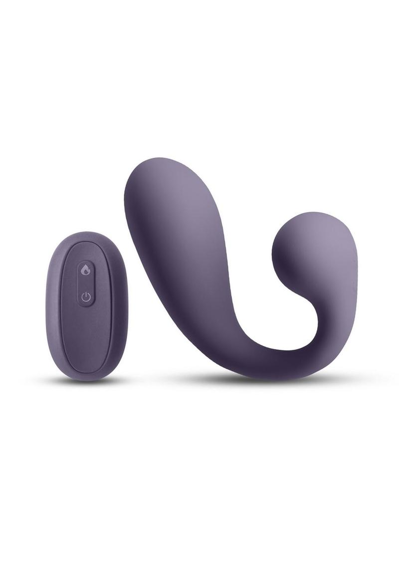 Secrets Maple Rechargeable Silicone G-Spot Warming Vibrator with Clitoral Stimulation and Remote Control - Purple