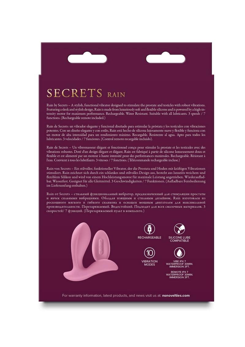 Secrets Rain Rechargeable Silicone Vibrator with Remote Control - Pink