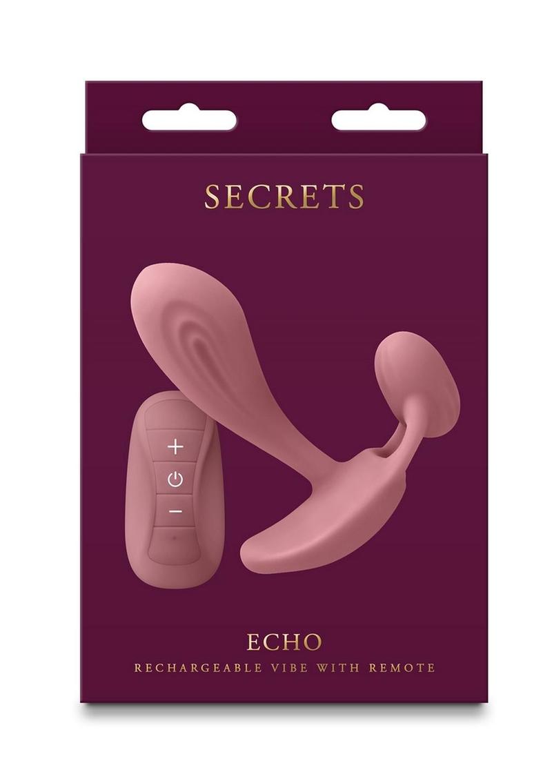Secrets Echo Rechargeable Silicone G-Spot Vibrator with Clitoral Stimulation and Remote Control - Pink