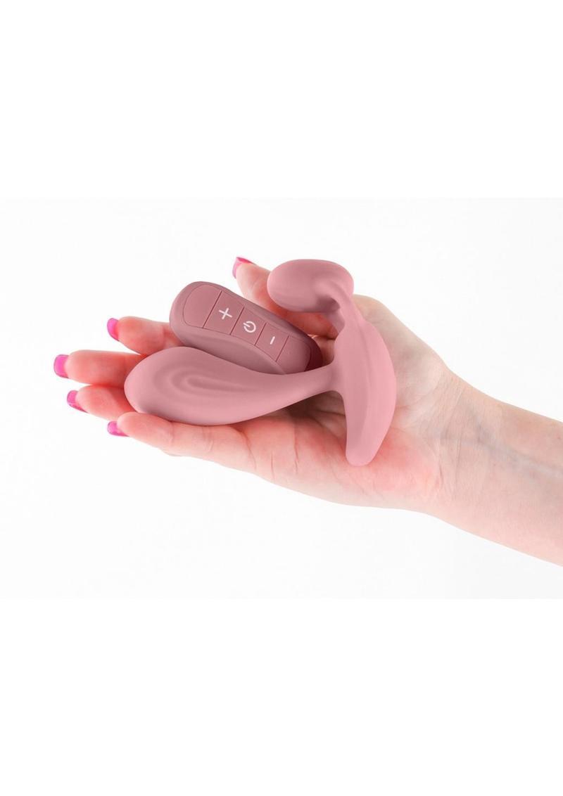 Secrets Echo Rechargeable Silicone G-Spot Vibrator with Clitoral Stimulation and Remote Control - Pink