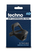 Techno Strobe Rechargeable Silicone App Compatible Cock Ring - Black