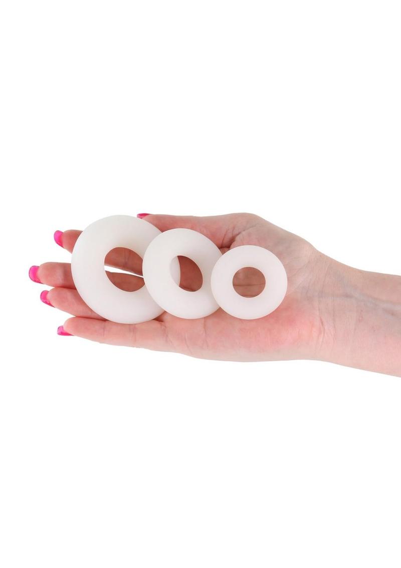 Firefly Bubble Ring Glow in The Dark Cock Ring Set (3 pieces) - White