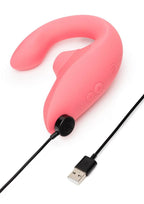 Womanizer Blend Rechargeable Silicone Vibrator with Clitoral Stimulator - Vibrant Rose