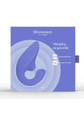Womanizer Blend Rechargeable Silicone Vibrator with Clitoral Stimulator - Vibrant Blue