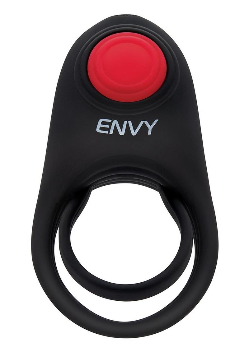 Envy Toys Bullseye Vibrating Rechargeable Silicone Dual Stamina Ring with Remote Control - Black