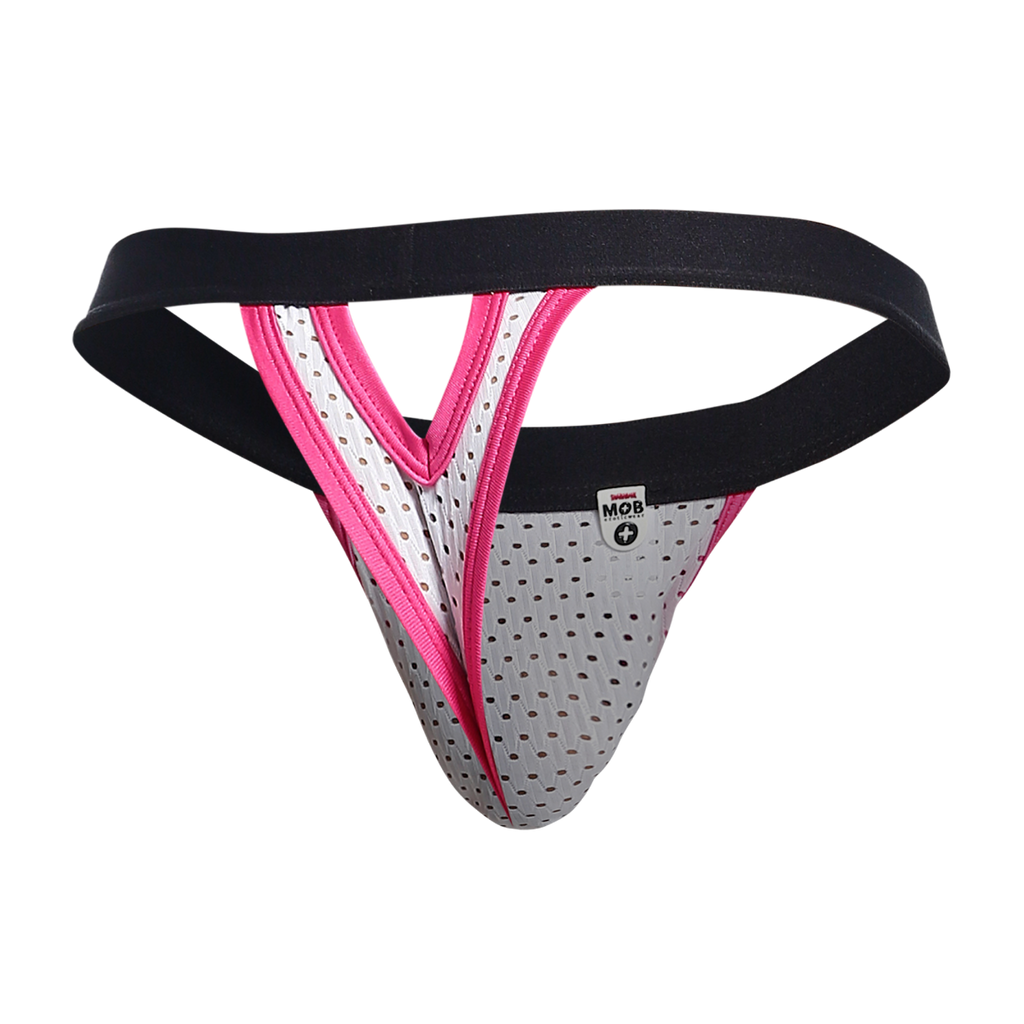 MOB Mesh Y Thong - White Pink