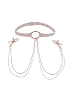 Sex & Miscielf Peaches 'n CreaMe Collar with Nipple Clamps - Ivory/Rose Gold