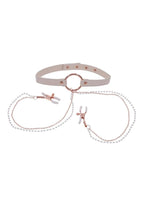 Sex & Miscielf Peaches 'n CreaMe Collar with Nipple Clamps - Ivory/Rose Gold