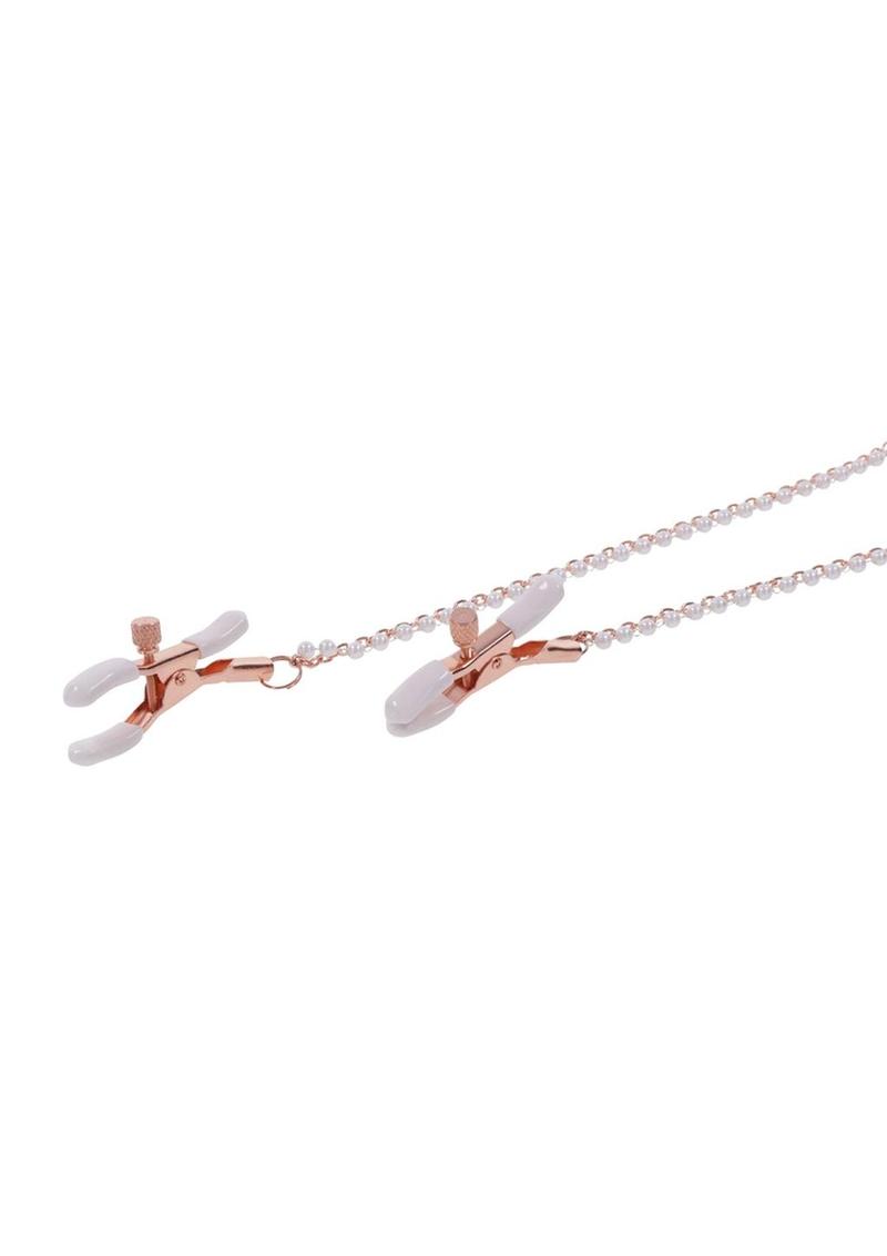 Sex & Miscielf Peaches 'n CreaMe Collar with Nipple Clamps - Ivory/Rose Gold