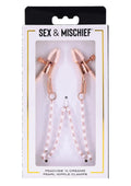 Sex & Mischief Peaches 'n CreaMe Pearl Nipple Clamps - Ivory/Rose Gold