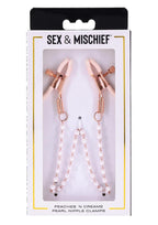 Sex & Mischief Peaches 'n CreaMe Pearl Nipple Clamps - Ivory/Rose Gold