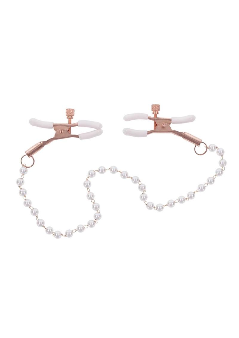Sex & Mischief Peaches 'n CreaMe Pearl Nipple Clamps - Ivory/Rose Gold